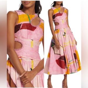 Pink Abstract Cutout Maxi Dress